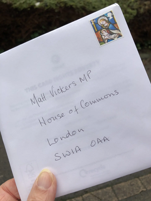 Christmas Card in Envelope addressed to Matt Vickers MP