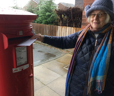 Suzanne Fletcher posting Christmas Card to Matt Vilckers