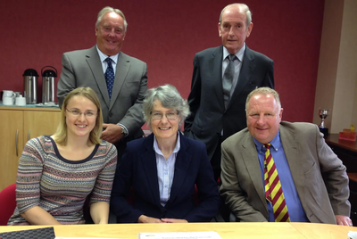 Fiona Hall (centre) with Lib Dem Euro candidate Angelika Schneider, Ian Walker (Surgo), John Wood (Tolent) and Brian Manning (Esh).