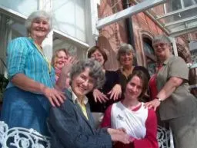 Fiona Hall, Carol Woods, Eileen Blakey, Jan Robotham, Maureen Rigg, Suzanne Fletcher getting their nails done